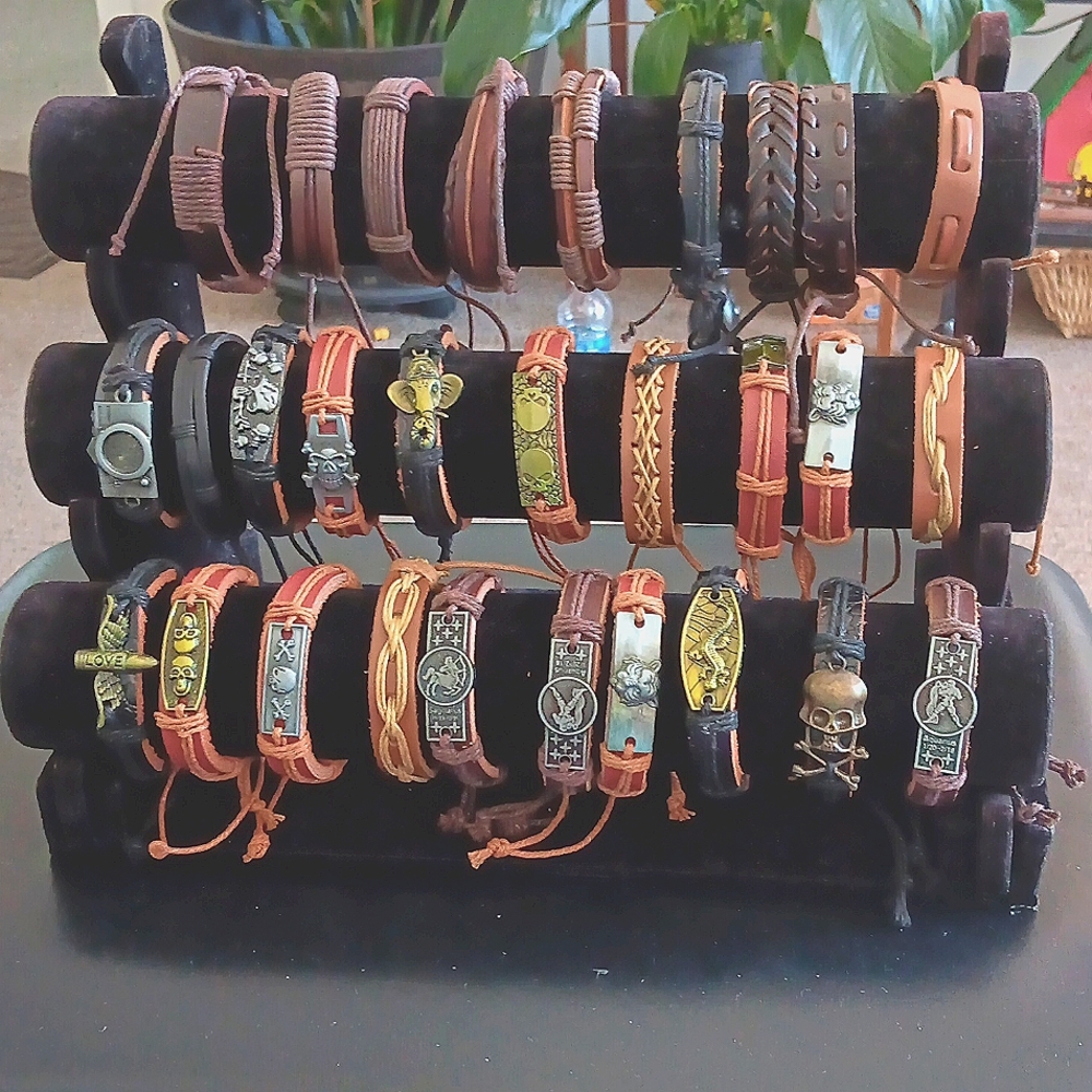 Leather Bracelets All 29 With Stand Adjustable Genuine Leather NWOT